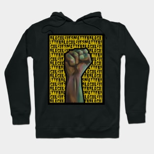 Black Lives Matter Fist Yellow Text BG Hoodie